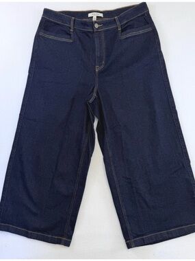 Wide-Leg Dark Blue Denim Jeans